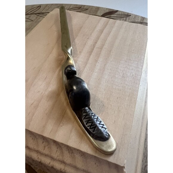 Vtg 60s-70s Brass Twisted With Beaver On Top Letter Opener Signed Chambers - Picture 3 of 8